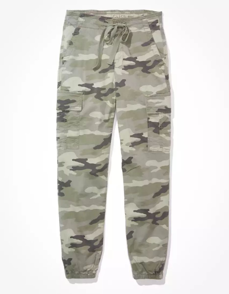 Jean American Eagle AE Camo Baggy Cargo Jogger Grise Camouflage Femme | MQZ-83176023